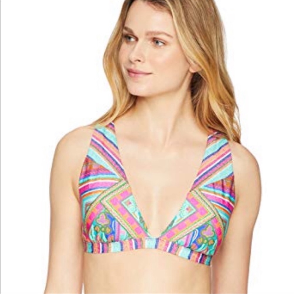 NWT Laundry by Shelli Segal Bikini Swim Medallion Top Size Medium Women’s Swim